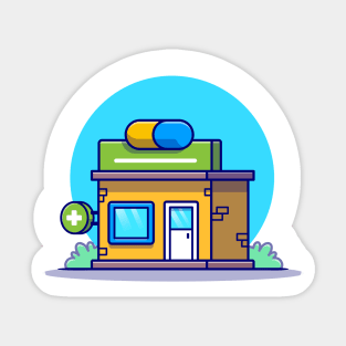 Drugstore Building Cartoon Illustration Sticker